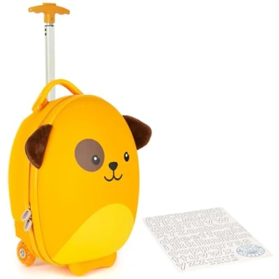 Image of boppi Tiny Trekker Kids Luggage Bag Holiday Travel Suitcase for Boys &amp; Girls, Carry On or Pull Along School Trolley Cabin Holdall Under seat EasyJet Compliant,17 Litre Dog