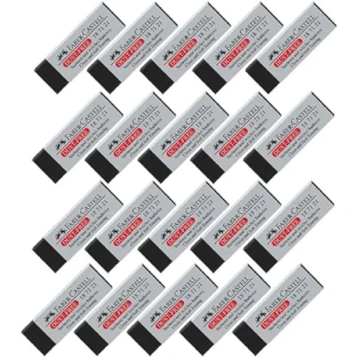 Image of FABER CASTELL 205052 Dust Free Erasers Plastic Black Pack of 20