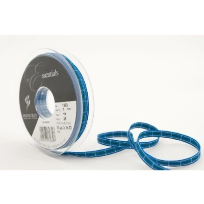 Image of Berisfords 7622 25 m x 7 mm Traditional Tartan Ribbon, Douglas, Blue