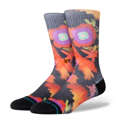Image of Stance Watered CREW Unisex Socks, Size: 8.5 12.5, Black