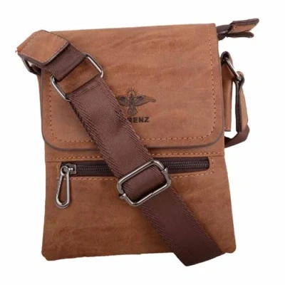 Image of Valita Unisex Two Tone Compact PU Leather Travel Cross Body Shoulder Bag Tan