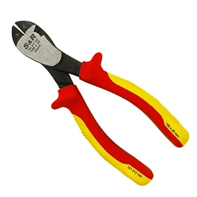 Image of S&amp;R Insulated VDE Diagonal Side Cutter/Electrical Wire Cutters 180mm 1000V Tested (German Electrical Engineering Association Serie) Cutting Pliers