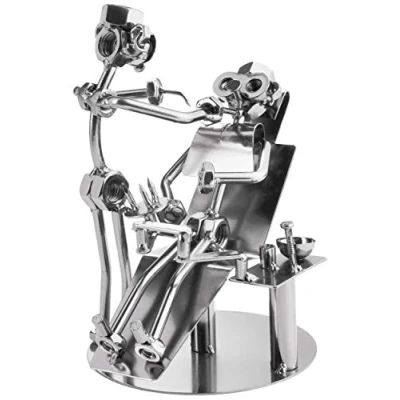 Image of BRUBAKER Screw Man Dentist Handmade Iron Figure Metal Gift for Dentists, Dental Assistants and Nurses