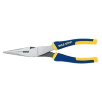 Image of IRWIN Vise Grip Long Nose Pliers with Wire Cutter, 8&quot;, 2078218, Blue, Stainless, Yellow