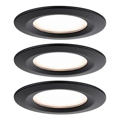 Image of Paulmann 93081 Nova Plus LED recessed luminaire incl. Coin basic set rigid IP44 round 78mm 3x6W 230V dimmable 2700K black matt spot spotlight