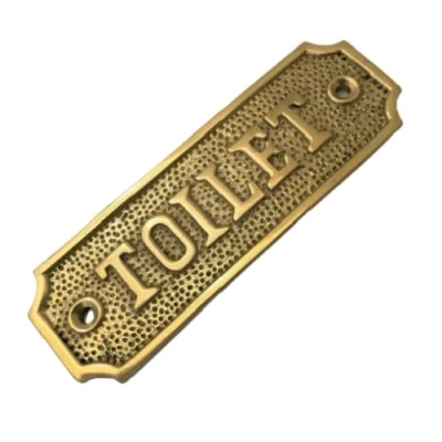 Image of Hand Made Toilet Door Brass Sign, Lavatory Loo Sign Plaque Bathroom Pub/Shop/House Retro Antique Style