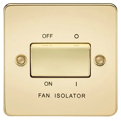 Image of KnightsBridge Flat Plate 10AX 3 Pole Fan Isolator Switch Polished Brass
