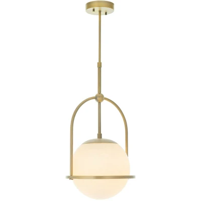 Image of Cosenza Pendant Ceiling Light Matt Antique Brass Plate &amp; Opal Glass