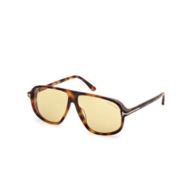 Image of TOM FORD Man FT1208 GUILLAUME 53E Sunglasses Acetate Havana Brown Pilot Normal