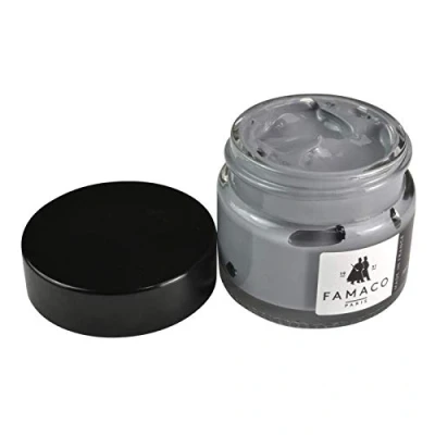 Image of Famaco Light Grey Leather Re touch Dye Renovation Cream for leather, shoes, boots, sneakers and trainers