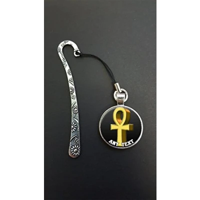 Image of Personalised Egyptian Ankh Any Text Pendant On a Silver Coloured Metal Design Bookmark Ideal Birthday Gift N352w