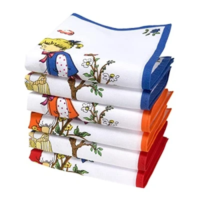 Image of Merrysquare Child Handkerchiefs 100% Coton 10.5&quot; Square 6 units GIRLY Model