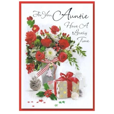 Image of Auntie Christmas Card Festive Scene Size: 7.5&quot; x 5.25&quot; (XAU c)