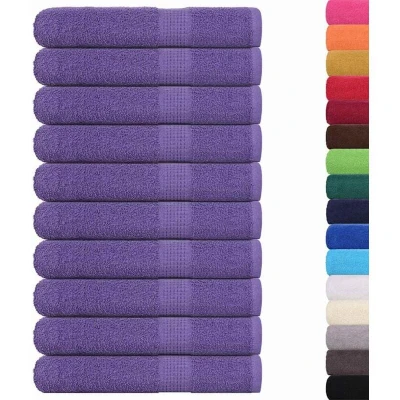 Image of vidaXL Towels 10 pcs Purple 100x200 cm 360 gsm 100% Cotton