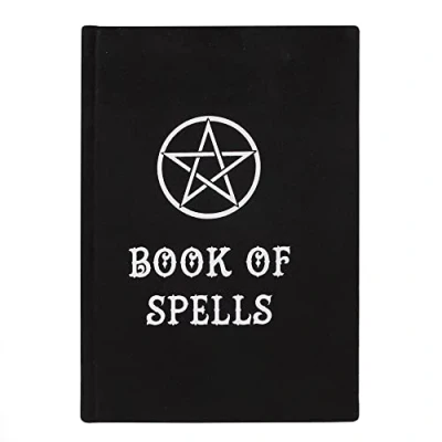 Image of Mystical Book of Spells Velvet A5 Notebook 21cm x 15cm (1 Pc.) Luxe Black Cover with Pentagram Design, Lined Pages for Easy Note Taking Ideal Storing &amp; Notes