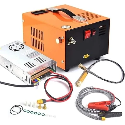 Image of Portable Compressor, PCP Air 30Mpa 4500Psi High Pressure Gun Pump with Auto Stop, Oil/Water Free Compressor Built in Power Converter for Fire Diving