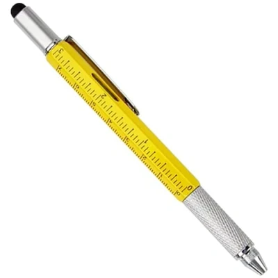 Image of Multi Tool Pen 6 in 1 Metal Tech with Ruler, Spirit Level, Stylus, Flat Head and Phillips Screwdriver Novelty Gifts Men Gadget Dad Practical