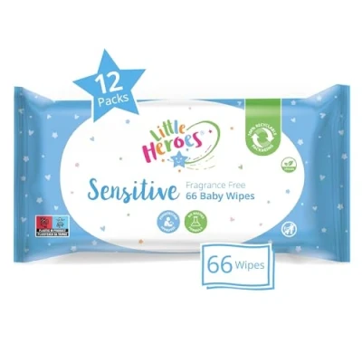 Image of Little Heroes Baby Wipes, Wet wipes for Sensitive Skin, Fragrance Free (12 packs x 66 totaling 792 wipes)