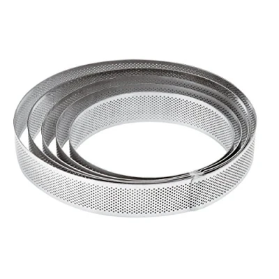 Image of Paderno World Cuisine 47510 19 Perforated Tart Ring, Stainless Steel, Gray