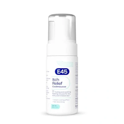Image of E45 Itch Relief Coolmousse 100ml Face and Body Foam for Dry Skin, Itchy Skin Irritated Cooling to Soothe