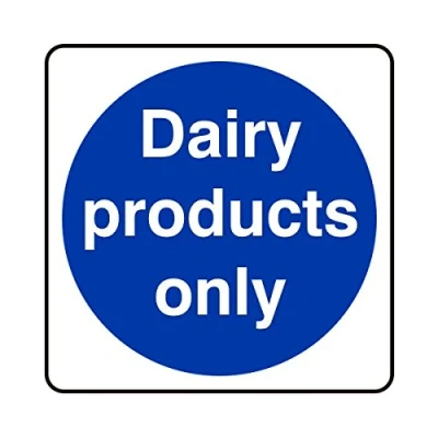 Image of 100mmx100mm Dairy Products Only Catering Sign Sticker Self Adhesive