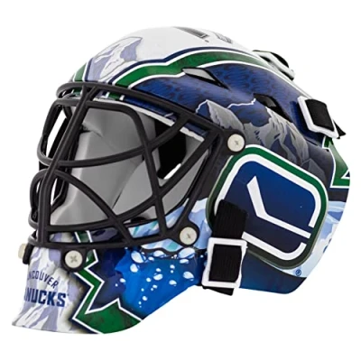 Image of NHL Franklin Sports Vancouver Canucks Team Logo Mini Hockey Goalie Mask with Case Collectible Official Logos and Colors
