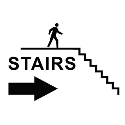 Image of Stairs Directional Sign Available in Self Adhesive Vinyl or mounted on 3mm PVC (Stairs Right Down, A5 Adhesive)