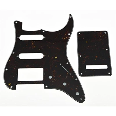 Image of KAISH Strat Style HSS Pickguard ST Back Plate Tremolo Trem Cover for USA/Mexico Stratocaster/Strat Dark Tortoise