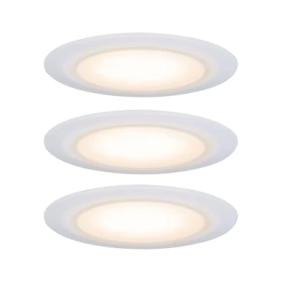 Image of Paulmann 99942 Premium Suon LED recessed luminaire set of 3 round incl. 3x6.5W IP44 dim spotlight satin, white cabinet light plastic 2000K