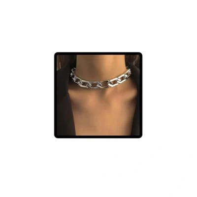 Image of Carufin Punk Thick Chain Necklace Cuban Link Hip Hop Choker Necklaces Jewelry for Women Girls (Silver)