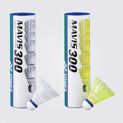 Image of Yonex Mavis 300 Medium Speed Nylon Plastic Shuttlecock (White, Pkg of 2 tubes (12 pcs))