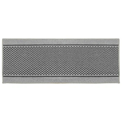 Image of JVL Bologna Backed Machine Washable Entrance Runner Mat, Polypropylene/Latex, Light Grey/Dark Grey, 150 x 57 1.2 cm