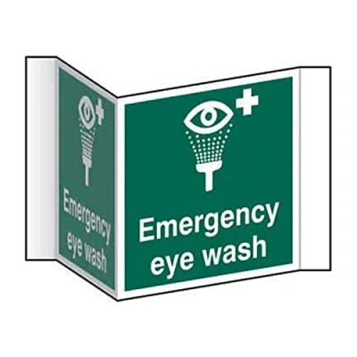 Image of Emergency Eye Wash 3D Projection Sign, Self Adhesive Mounting Strips, Rigid 1.5mm PVC Board, Each Side W200mm x H200mm