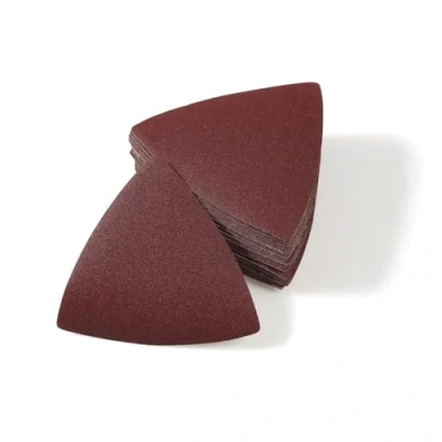 Image of LEONTOOL 30 Pcs 3 1/8 Inch (80mm) Triangular Hook &amp; Loop Oscillating Multitool Sanding Pads Triangle 180 Grit No Hole Sandpaper Detail Sander for Wood Metal Polishing