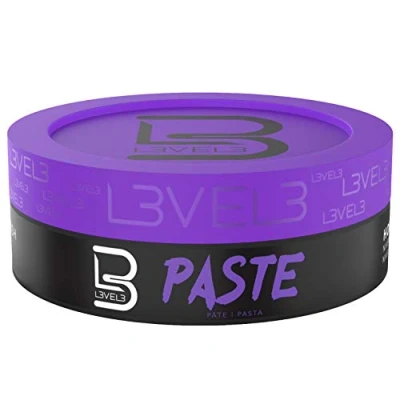 Image of Level 3 Paste Long Lasting Hold Improves Strength and Volume of Hair L3 Protects Against Damage Three Men Styling Product…