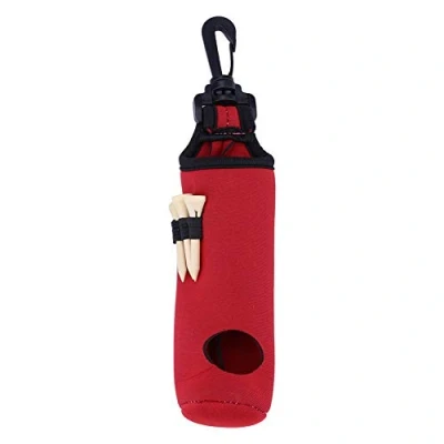 Image of Dwawoo Golf Ball Pouch, Tee Utility Bag Neoprene Balls Storage Pack with 3 Tees(Red)