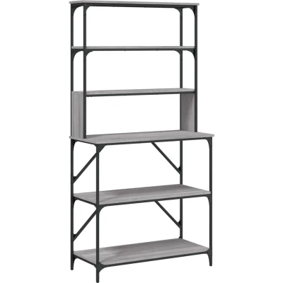 Image of vidaXL Baker&#039;s Rack 6 Tier Grey Sonoma 90x40x180 cm Engineered Wood