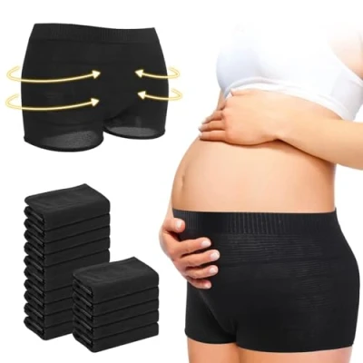 Image of CARER BEAUTY Postpartum Panties for Women, 15pcs Women&#039;s Maternity Knickers Disposable High Waist Underwear Pregnancy Seamless Soft Breathable Stretchy Recovery from C section Black