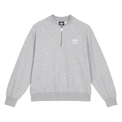 Image of Umbro Womens Quarter Zip Sweatshirt Top Grey Marl/White S