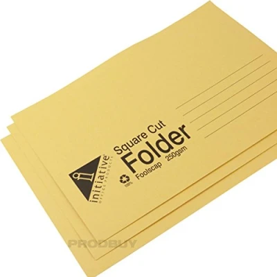 Image of [100 Pack] Foolscap 250gsm Square Cut Folders (Yellow)
