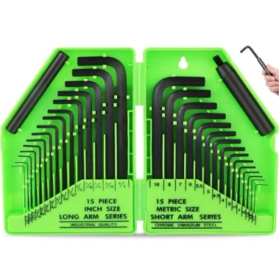 Image of SWANLAKE 32PCS Hex Key Set, Allen Wrench Set Inch/Metric MM(0.7mm 10mm) SAE(0.028&quot; 3/8)