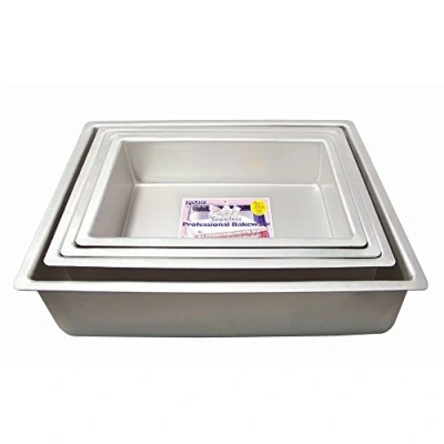 Image of PME OBL08123 Aluminium Oblong Cake Pan 8 x 12 3 Inch Deep , Silver