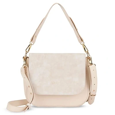 Image of Expatrié Shoulder Bag Women Beige Louise Large Modern Vegan Leather Handbag Crossbody for Everyday Saddle with Adjustable Strap