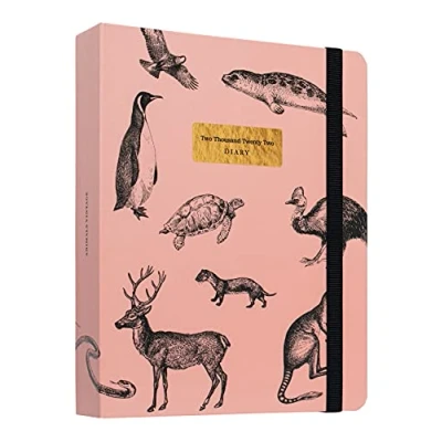Image of Kokonote Official Vintage Animals A5 2022 Week To View Diary Weekly Planner With Stickers and Pocket