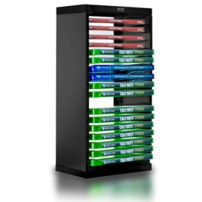 Image of ADZ Universal Game Storage Tower Stores 18 or Blu Ray Disks Holder Rack for PS4, PS5, Xbox One, Series X/S, Nintendo Switch Games and