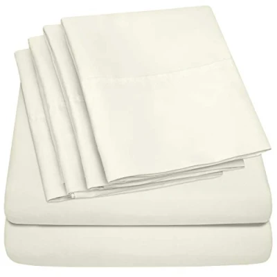 Image of Queen Sheets Ivory 6 Piece 1500 Supreme Collection Fine Brushed Microfiber Deep Pocket Sheet Set Bedding 2 Extra Pillow Cases, Great Value, Queen,