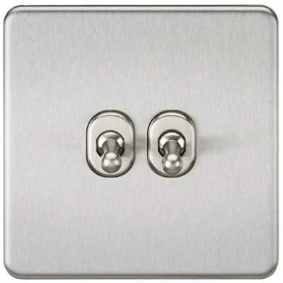 Image of KnightsBridge Screwless 10AX 4G 2 Way Toggle Switch Brushed Chrome