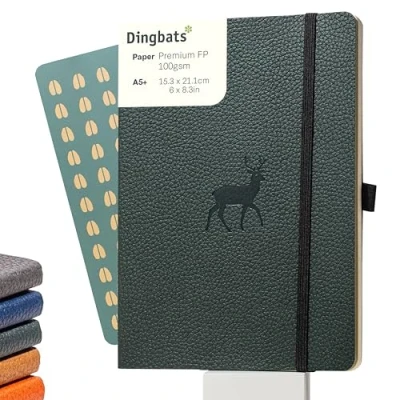 Image of Dingbats* Wildlife Lined Journal A5 Vegan Leather Soft Cover, Ideal for Work, Travel Pocket, Elastic Closure, Bookmark