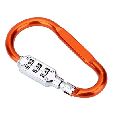 Image of Carabiner Lock, D Ring Chain Clip Hook Travel Bag Luggage Security Combination Lock Locking Padlock(Orange)
