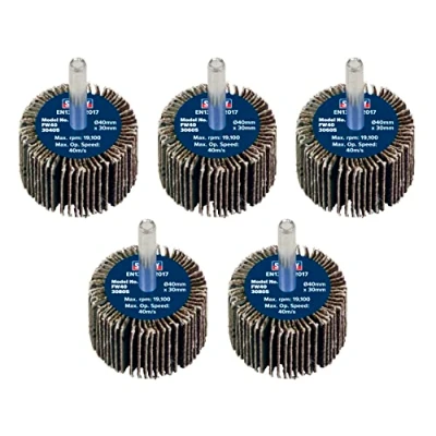 Image of Sealey Abrasive Flap Wheel Ø40 x 30mm Ø6mm Shaft Assorted Grit Pack of 5
